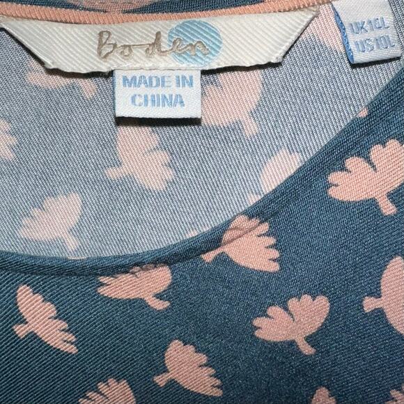 Boden Blue Floral Print Cap Sleeve Fit & Flare Dress Size 10L - Picture 3 of 12